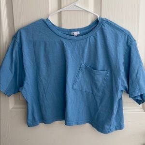 A cropped blue pocket t shirt//garage